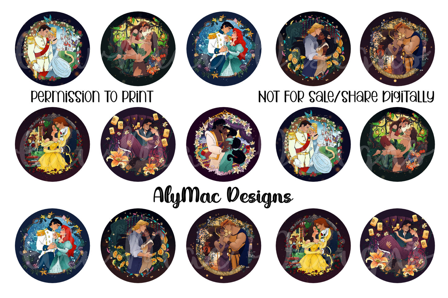 Disney Couples Bottle Cap Images
