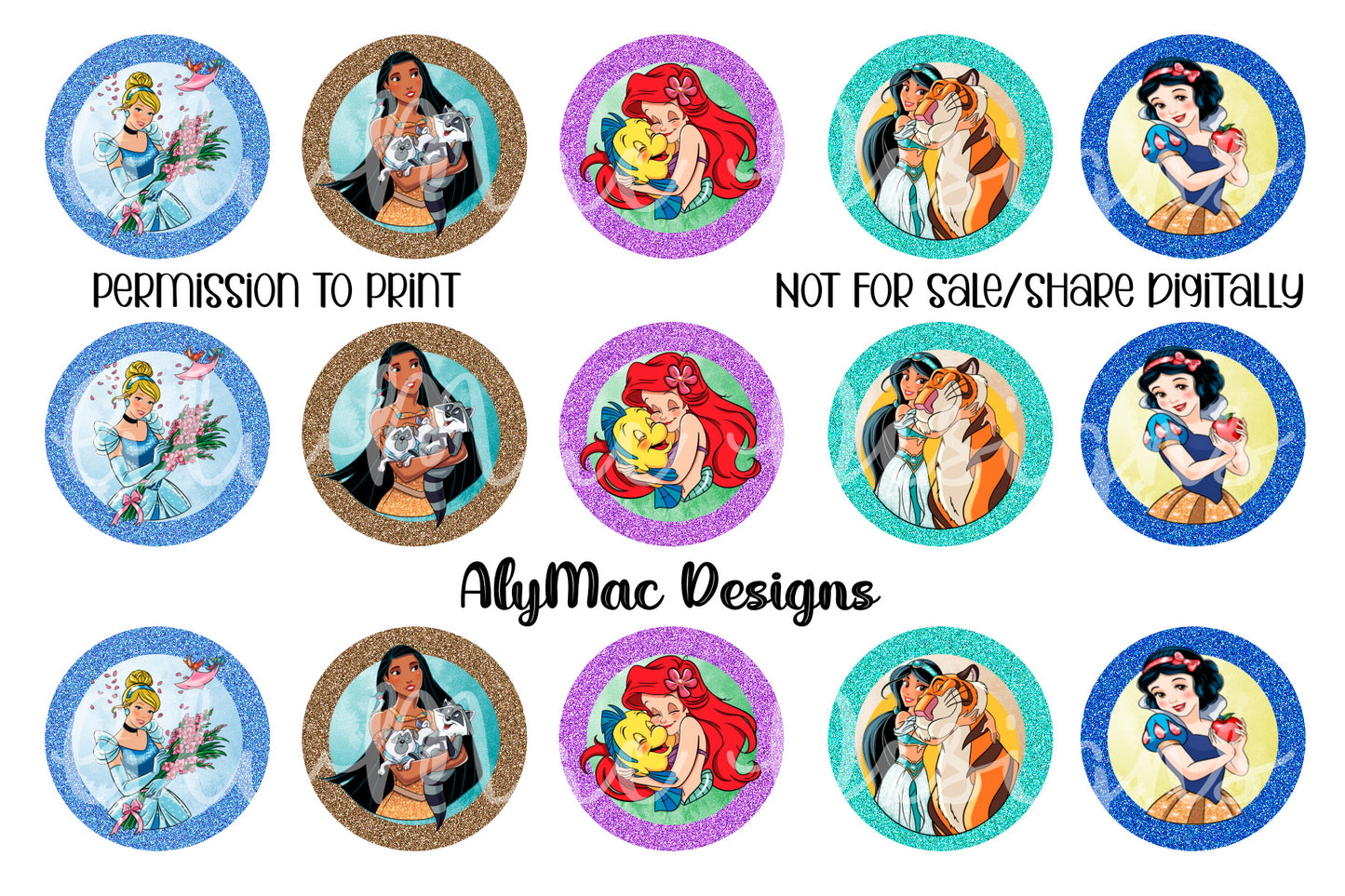 Princess Bottle Cap Image Bundle