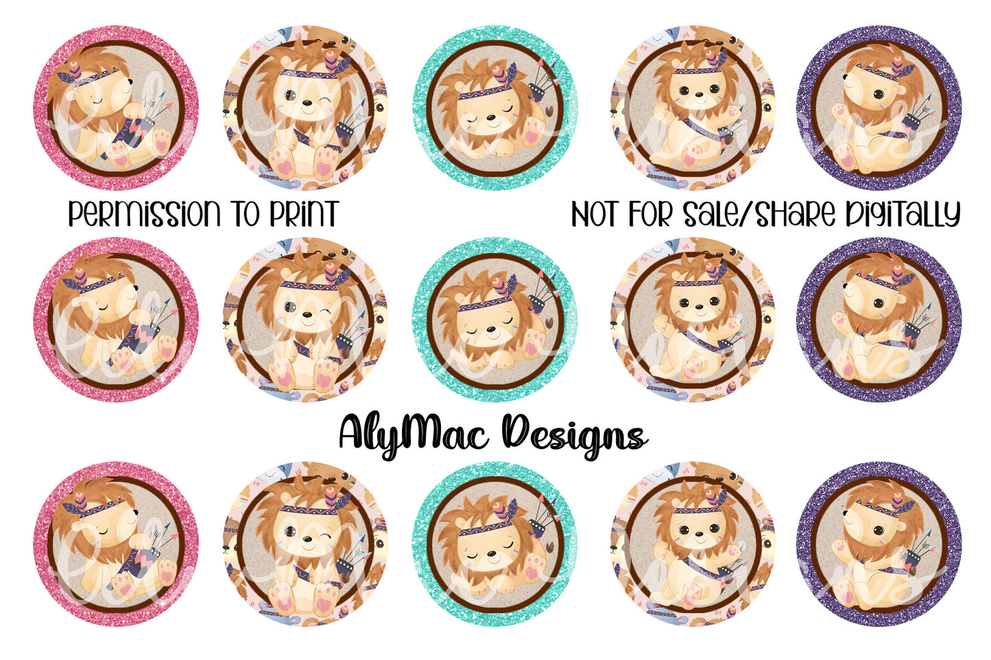 Tribal Animal Bottle Cap Image Bundle