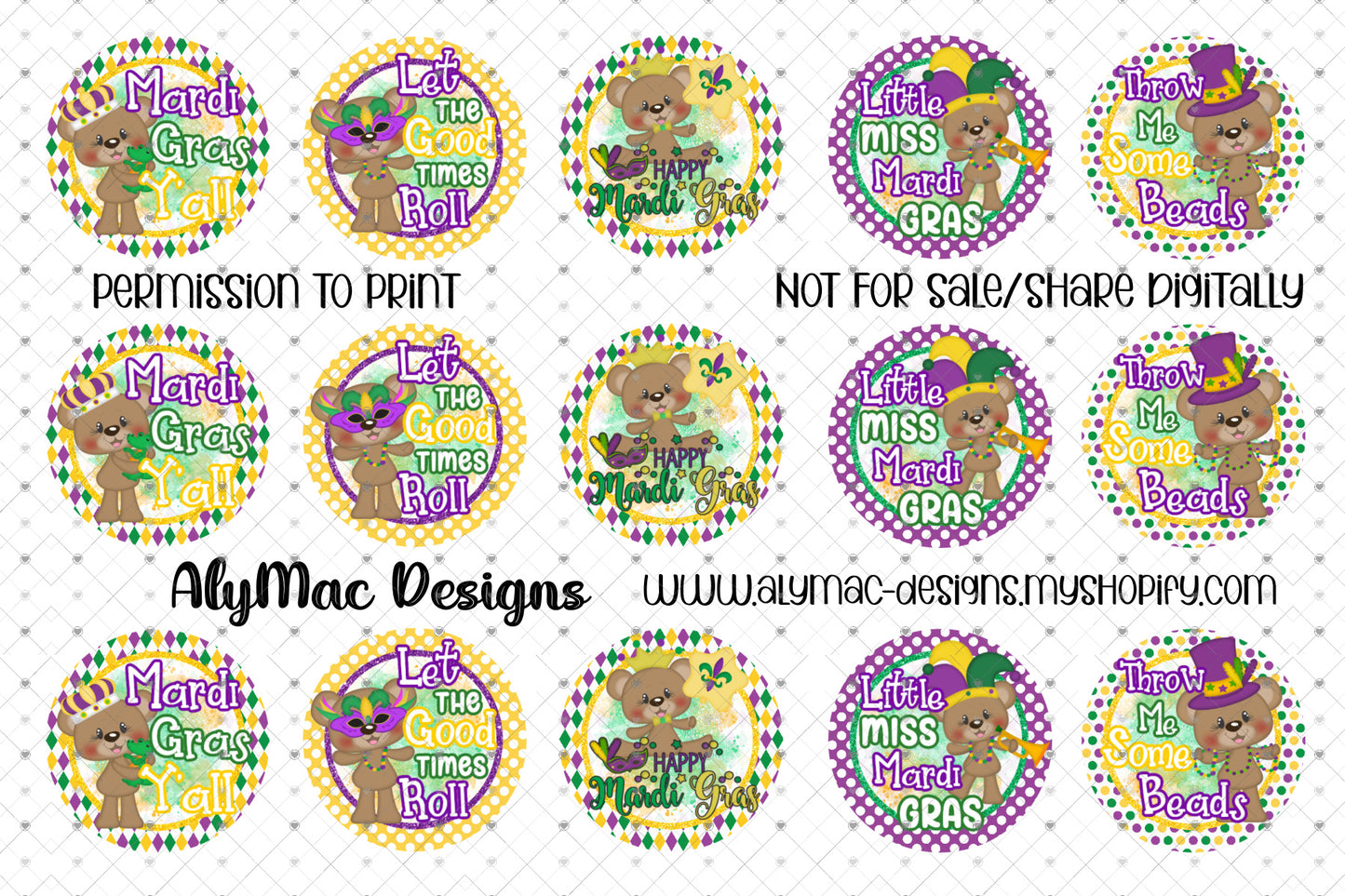 Mardi Gras Bears FREEBIE