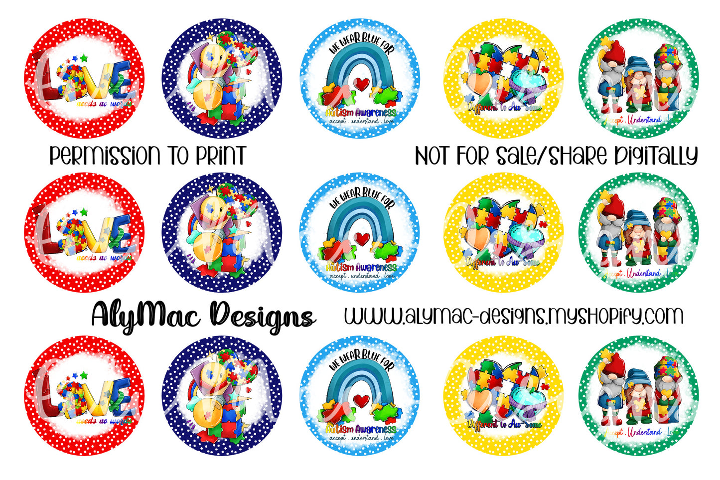 Autism Digital Bottle Cap Images