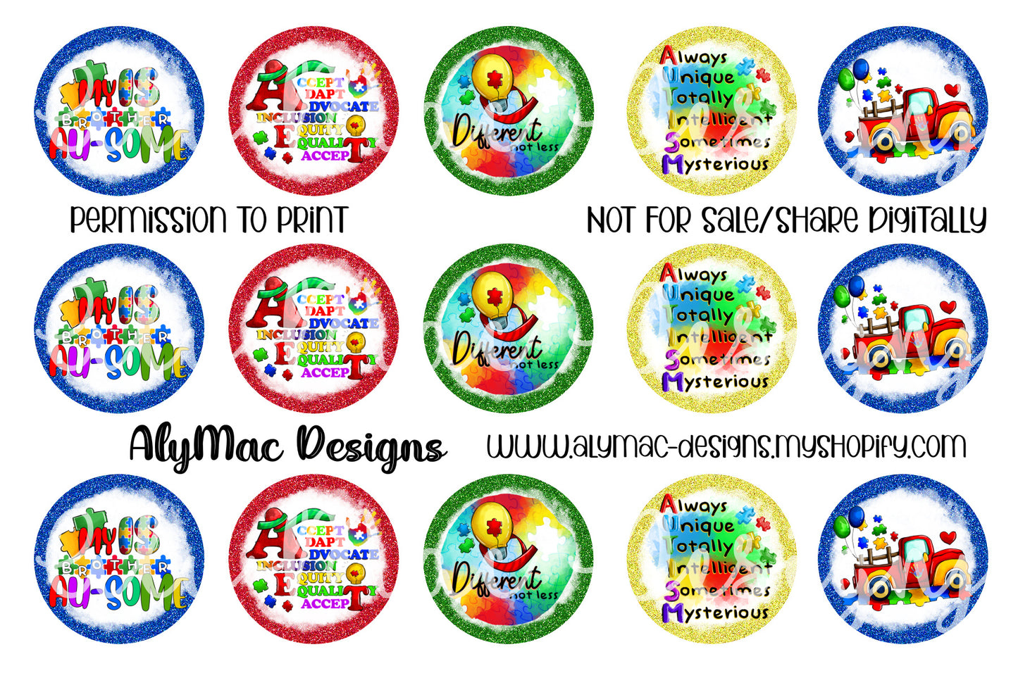 Autism Digital Bottle Cap Images