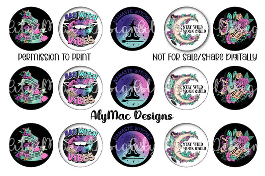 Bad Witch Vibes Digital Bottle Cap Images