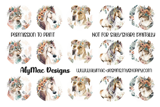 Boho Animals Bottle Cap Images