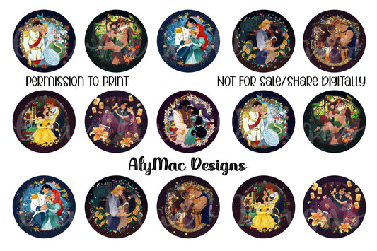 Disney Couples Bottle Cap Images
