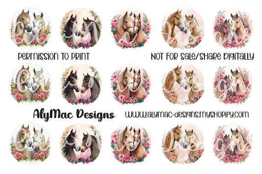 Floral Horses Bottle Cap Images