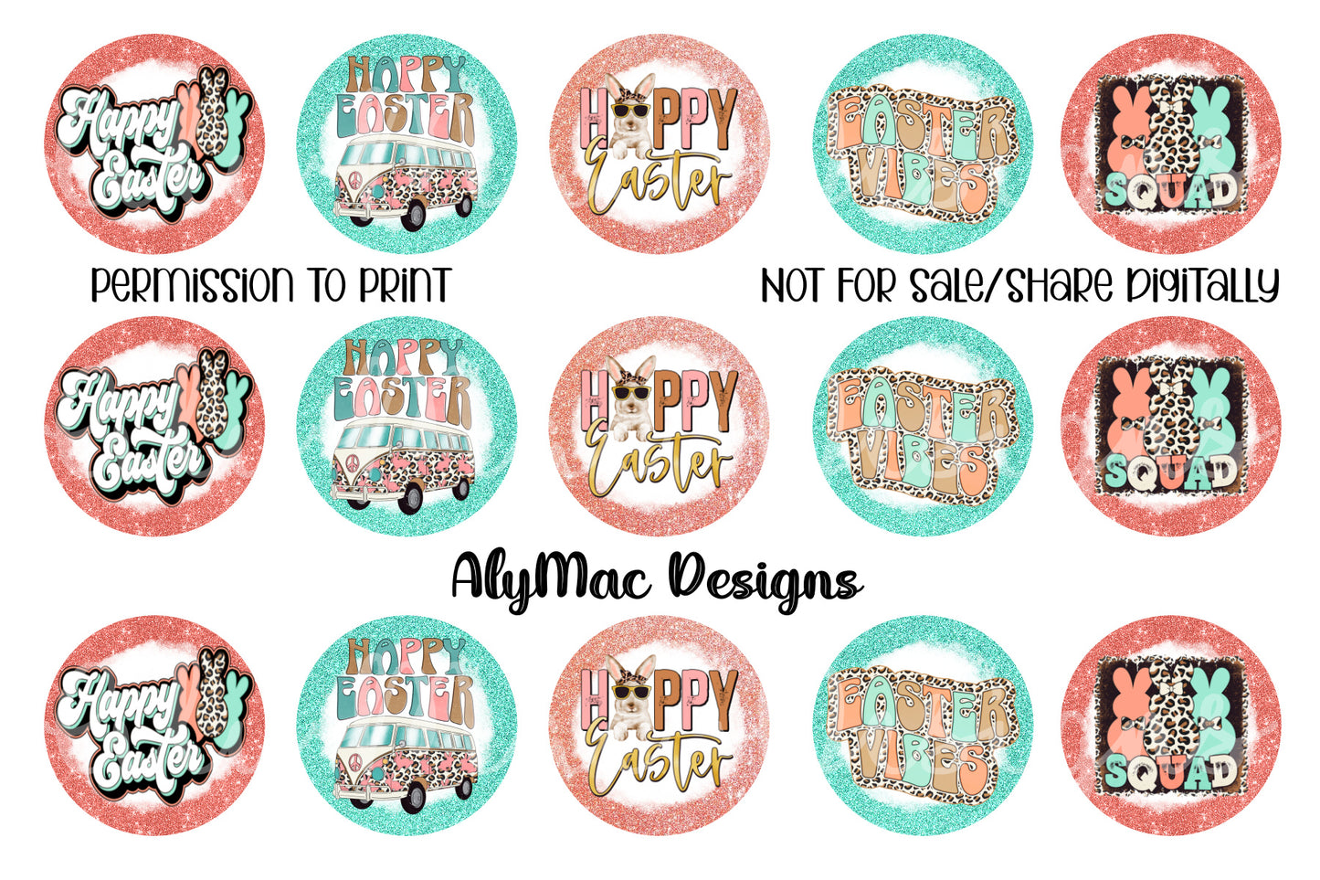Easter Mint/Coral Bottle Cap Images