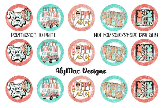 Easter Mint/Coral Bottle Cap Images