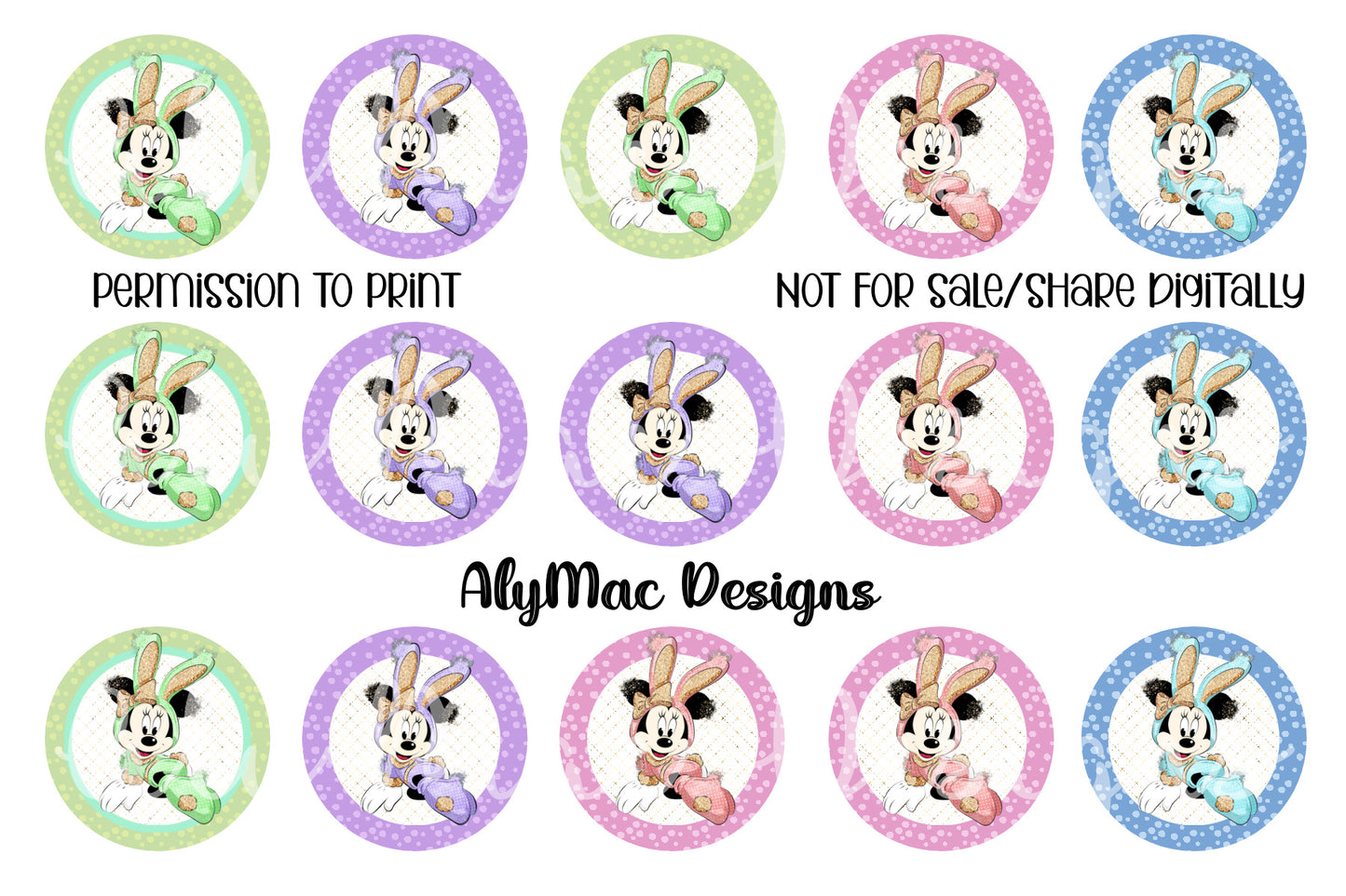 Pastel Mouse Bunny Bottle Cap Images