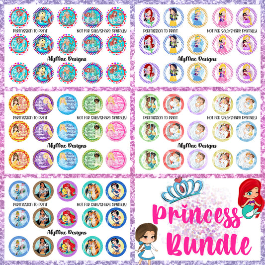 Princess Bottle Cap Image Bundle