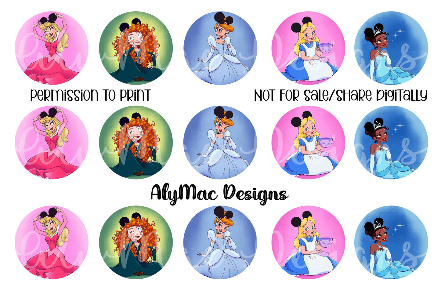 Mouse Ears Princesses Bottle Cap Images