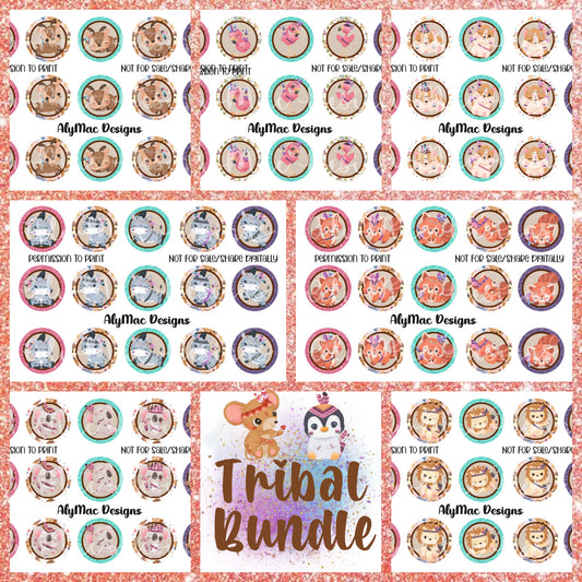 Tribal Animal Bottle Cap Image Bundle