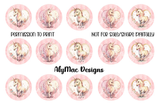 Watercolor Unicorns Bottle Cap Images