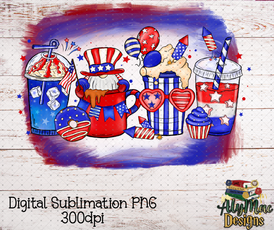 Patriotic Coffee Digital Sublimation PNG File