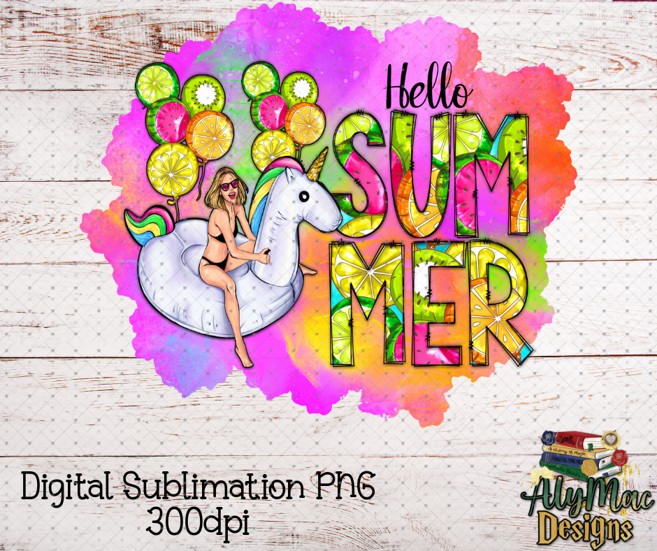 Hello Summer Digital Sublimation PNG File