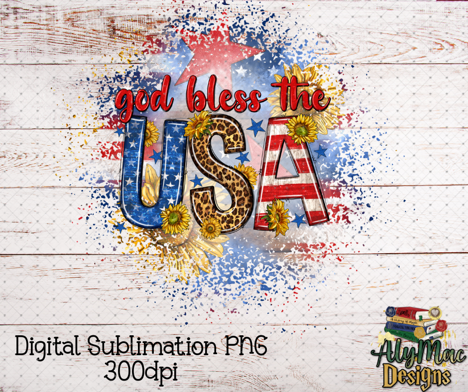 God Bless USA Digital Sublimation PNG File