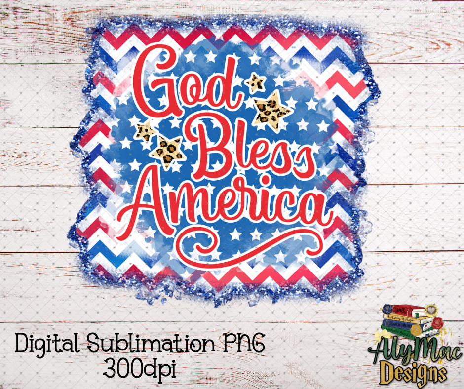God Bless America Digital Sublimation PNG File